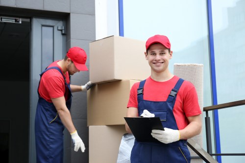 Moving van and packed boxes in Camden street