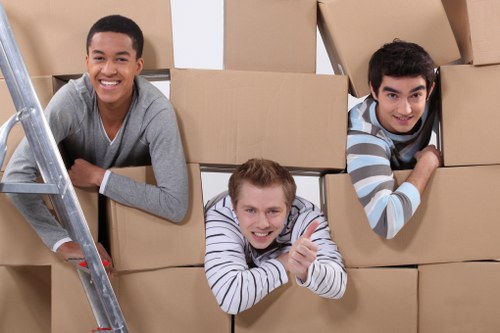 Organised boxes and furniture in Camden storage