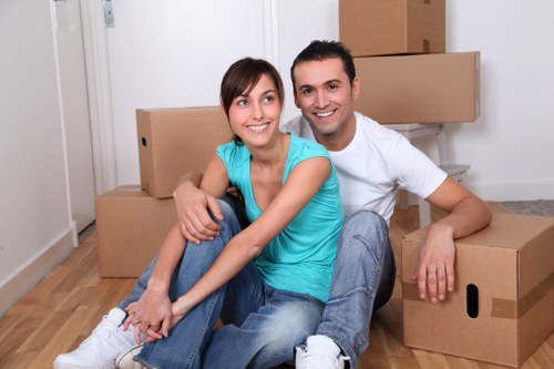 Organised Camden self storage space with stacked boxes