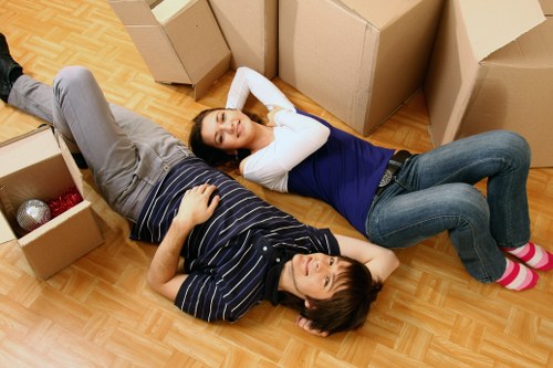Camden furniture storage unit with packed and labeled items